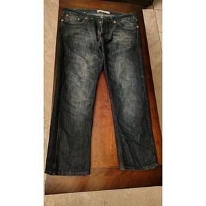 Blue Rag Mens Dark Wash Straight Leg Jeans Size 38x30 Blue Contrast Stitching
